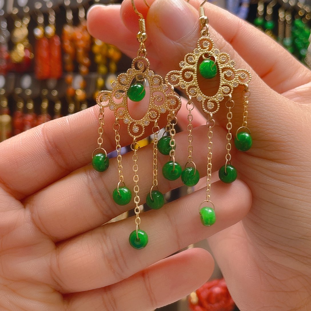 翡翠合金耳饰翡翠