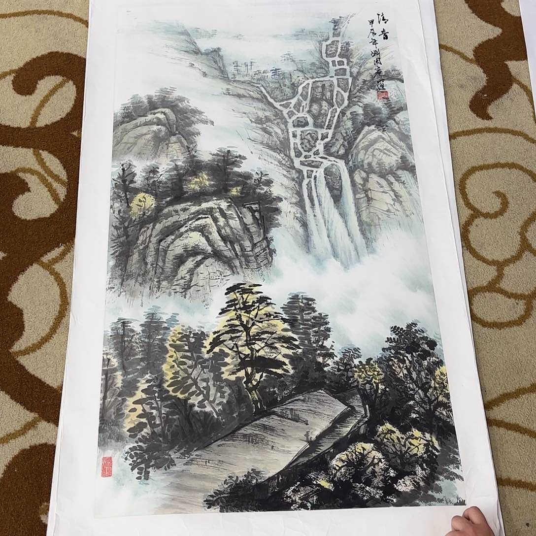 国画刘国亮三尺山水艺