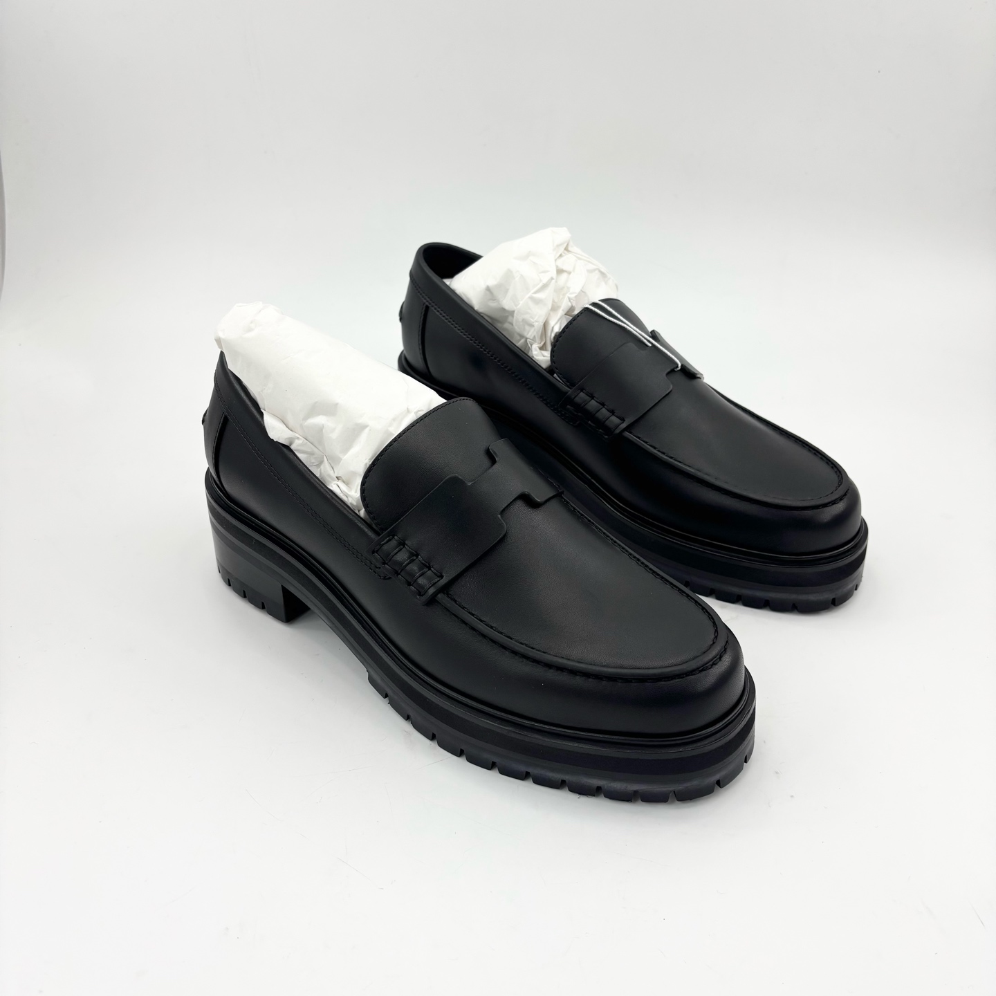 未使用 Hermes/爱马仕 37码/37.5码黑色厚底h乐福鞋合集