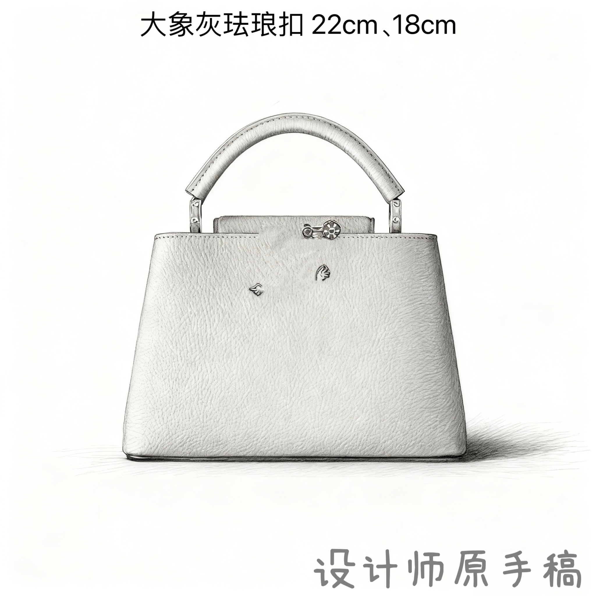 大象灰 珐琅扣普心 27cm,22cm【到货带原标】【带内标】单肩包@@1