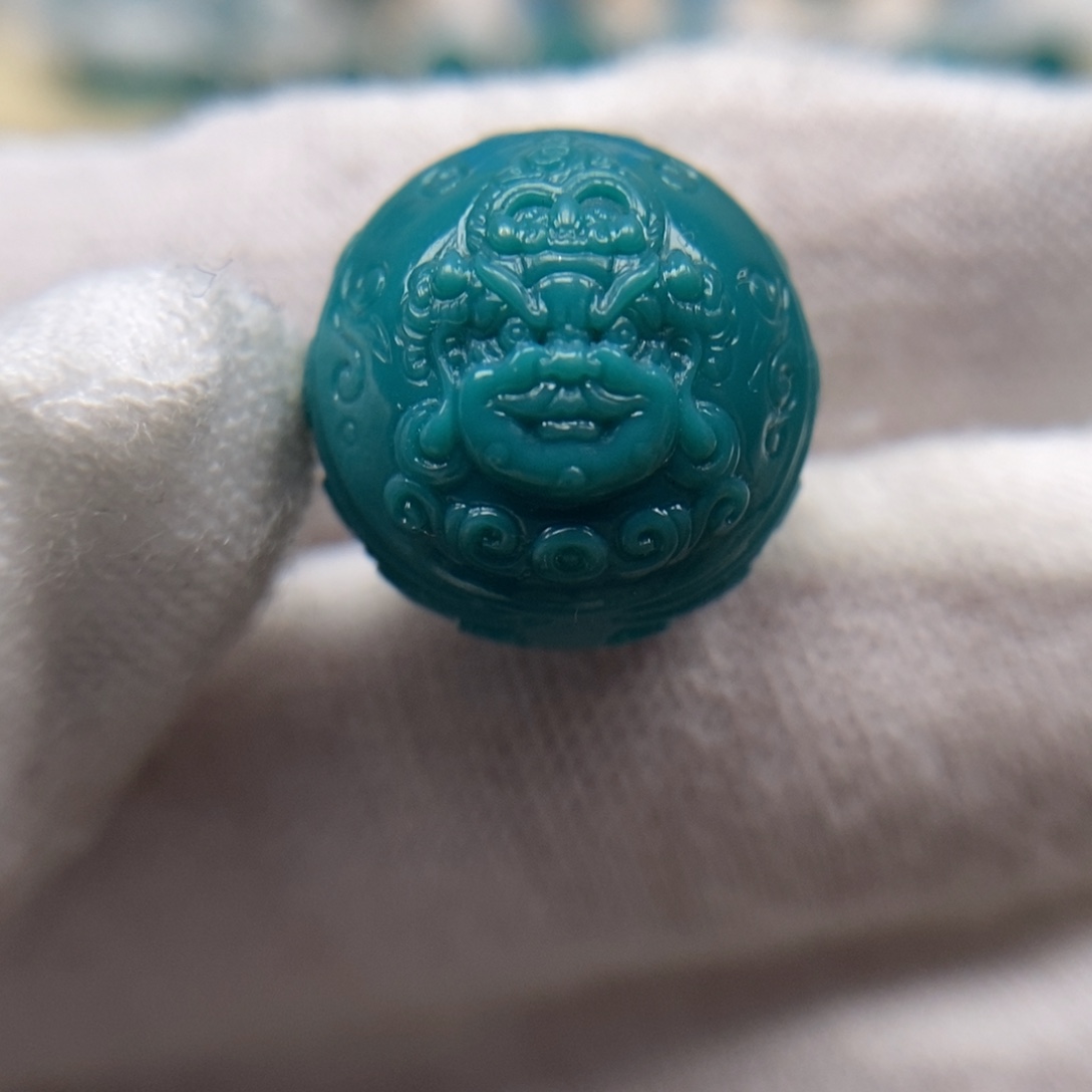 绿松石未镶嵌珠宝奇石黄财神15mm