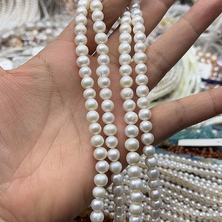 玛瑙/玉髓未镶嵌珠宝半成品半条7mm左右极光珍珠（拍2发1）