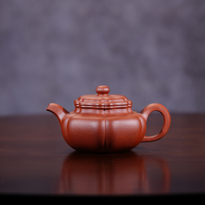 原矿手工野山红泥葵仿古240cc宜兴紫砂壶