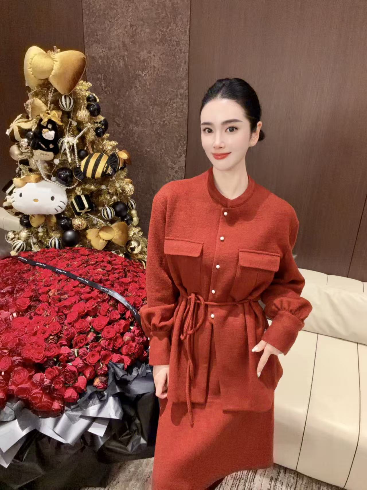DL乐乐家【金马呈祥】新年款法式时尚红色新年战袍轻奢气质显瘦套装