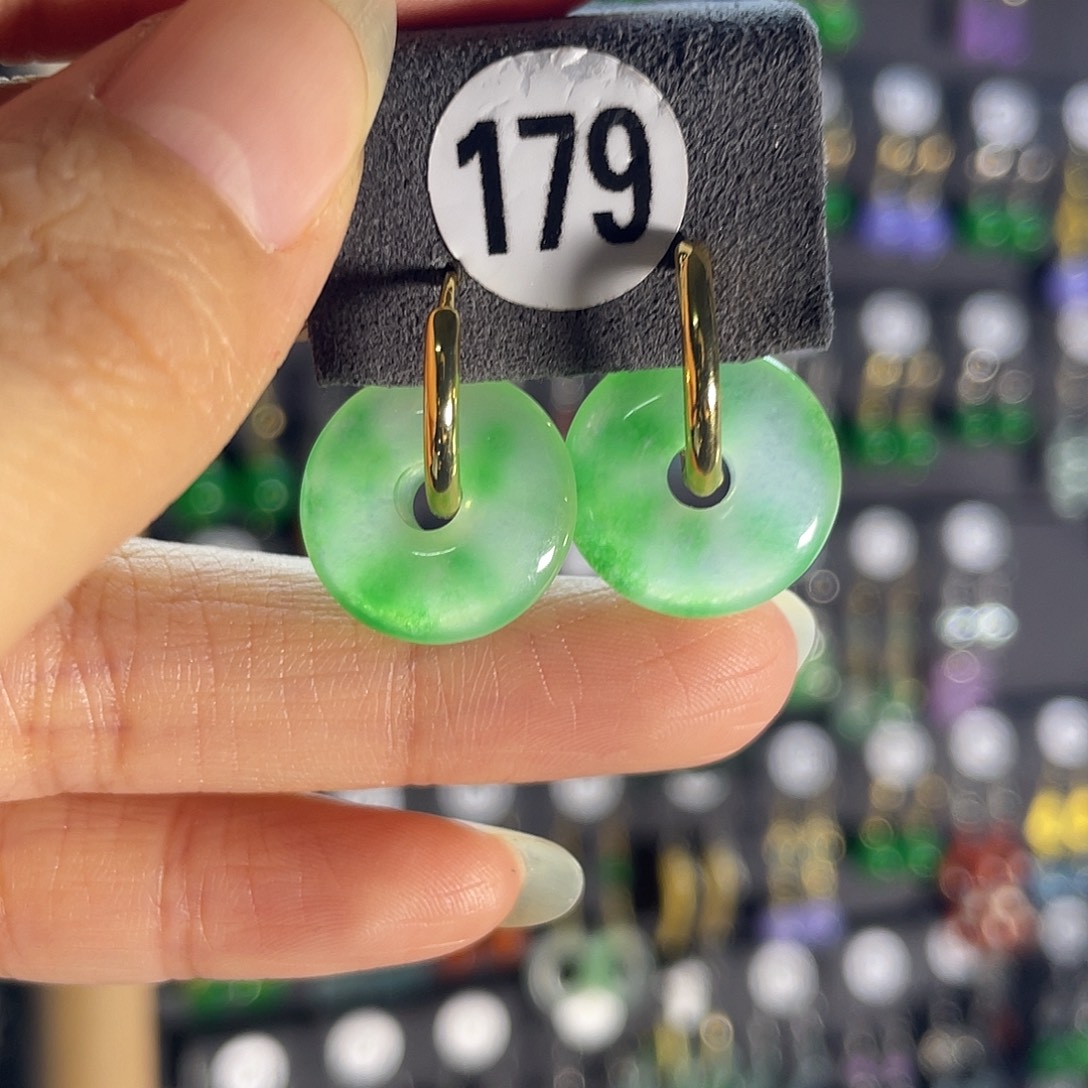 翡翠银S925镶嵌耳饰179