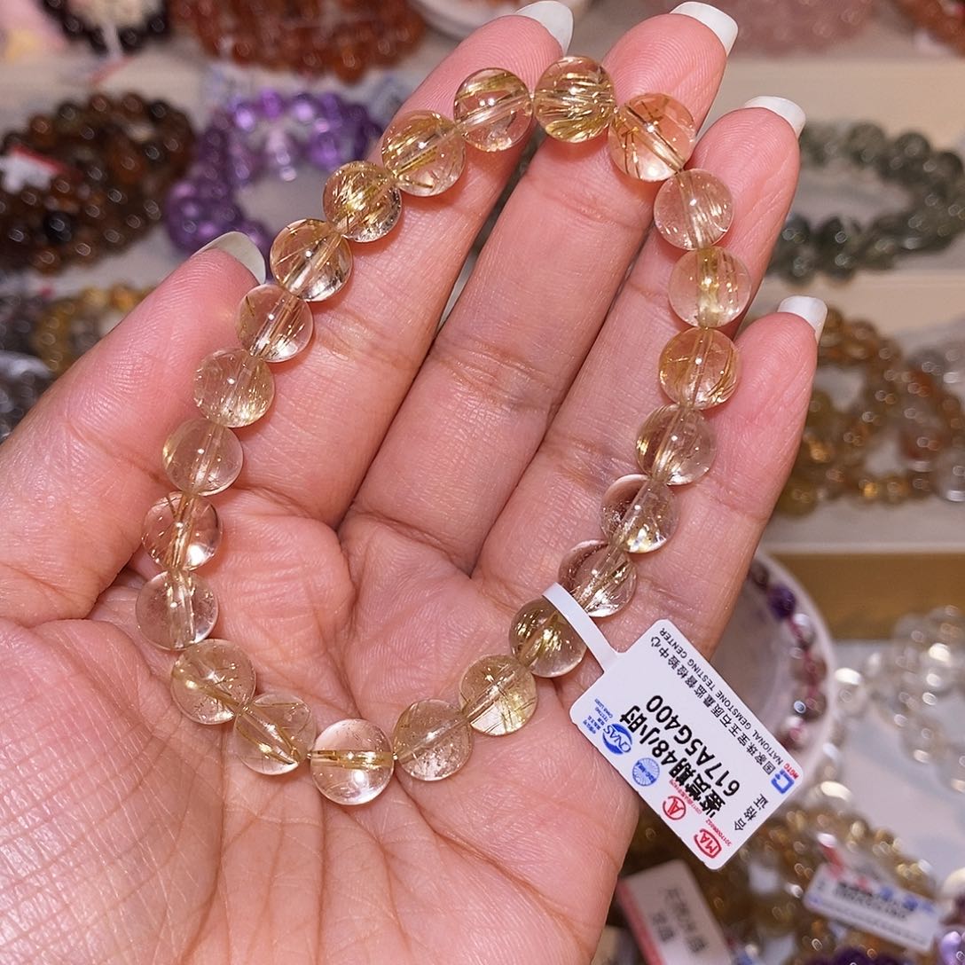 辉***商发晶手串未镶嵌金发8m