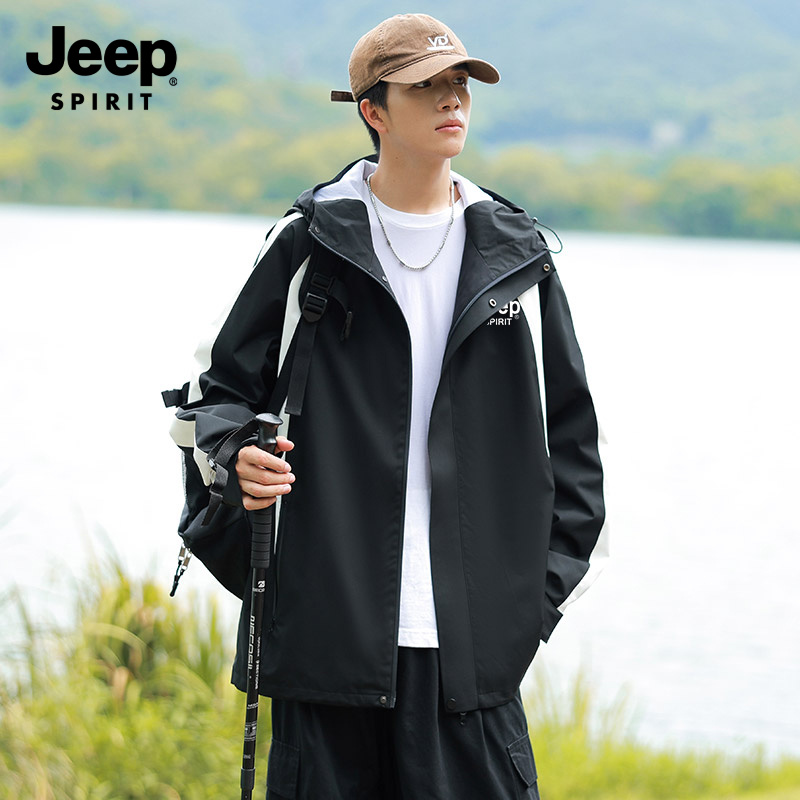 JEEPSPIRIT吉普新款高品质防风户外登山服冲锋衣爬山服饰男士
