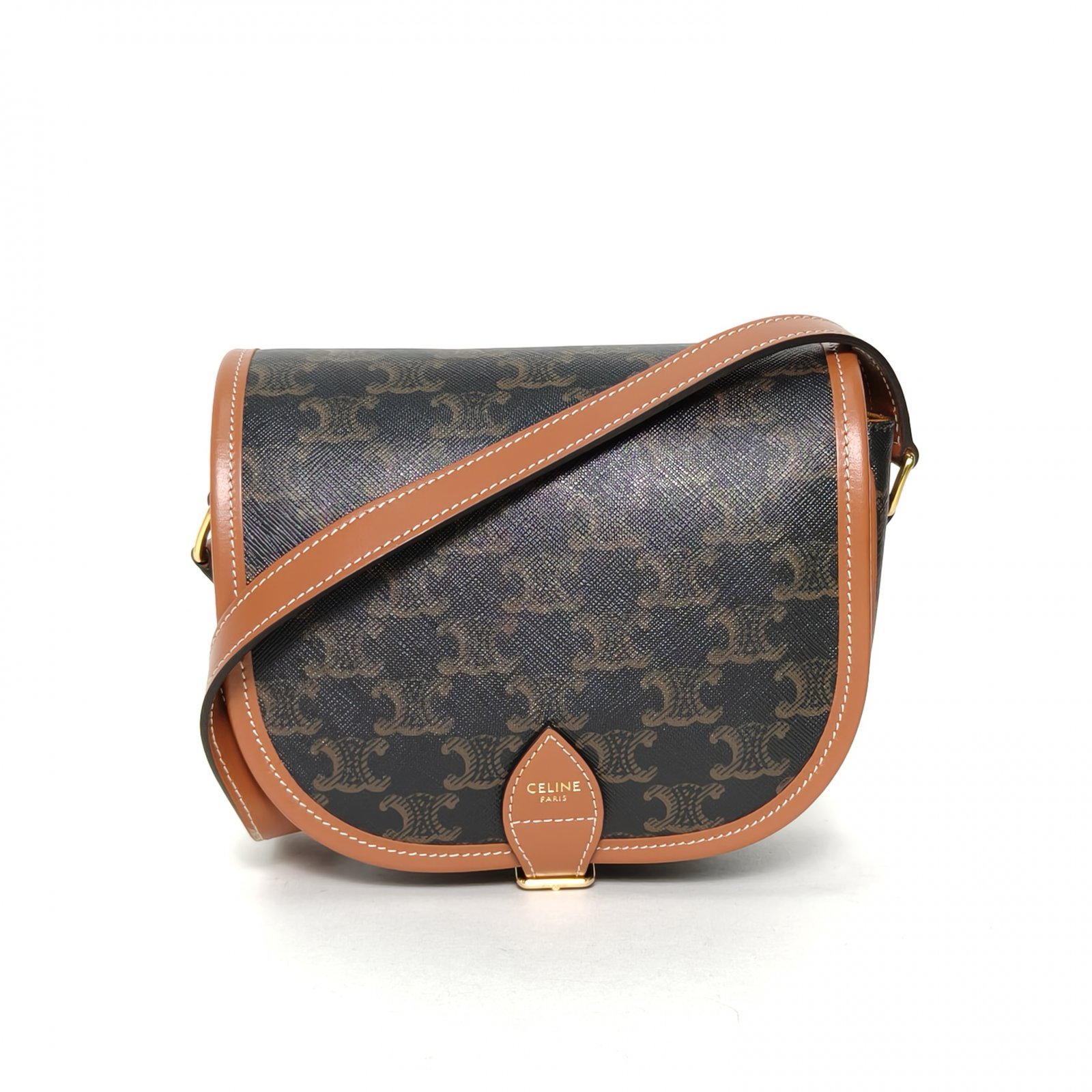 99新 Celine/思琳 小花6枫 Folco 马鞍包 中号 凯旋