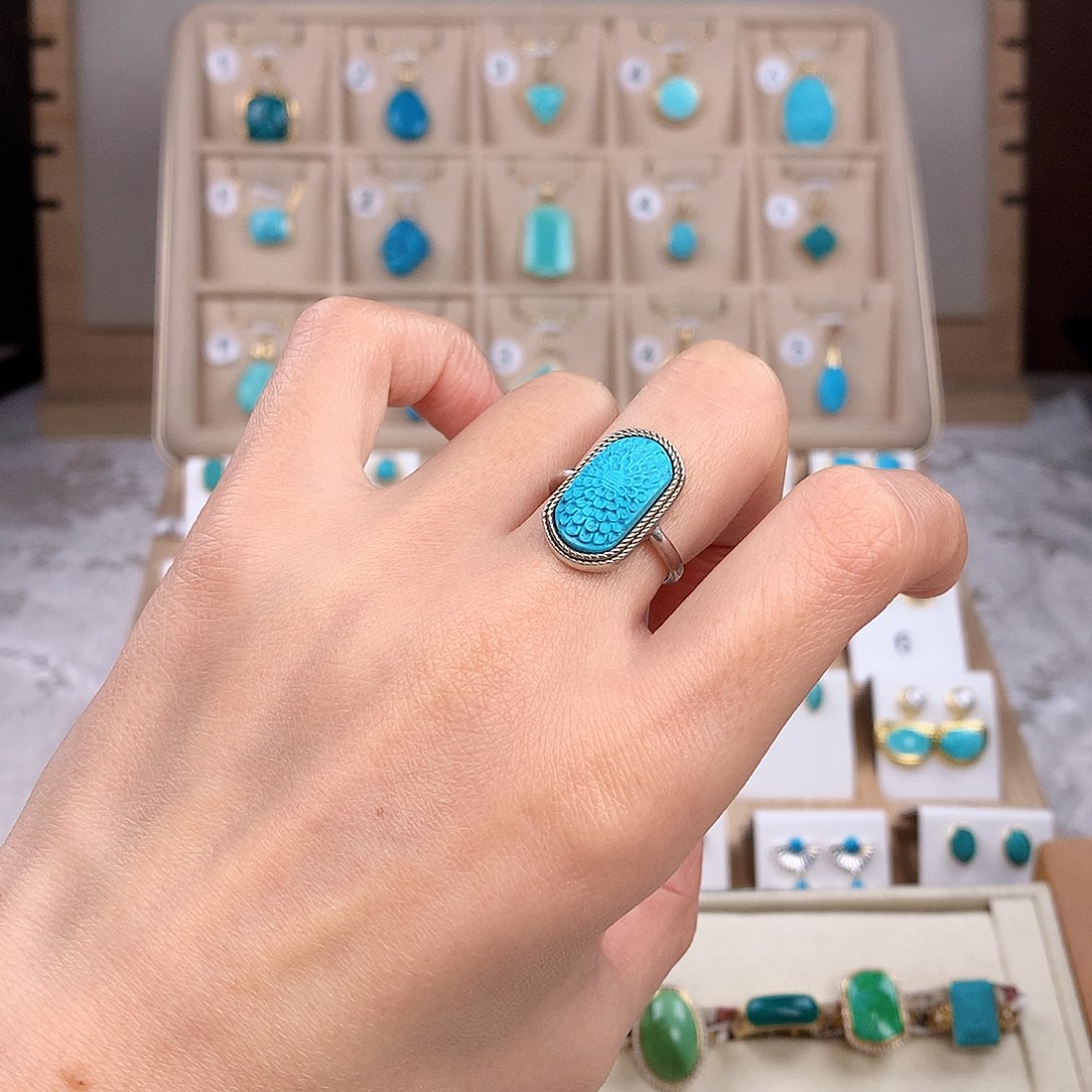 绿松石戒指银S925镶嵌