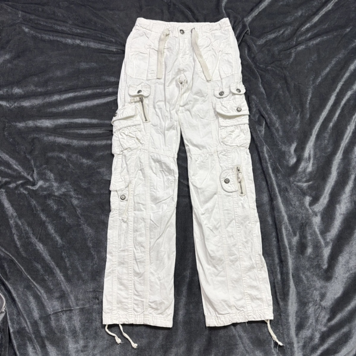 No退换 低腰白色工装裤抽绳款