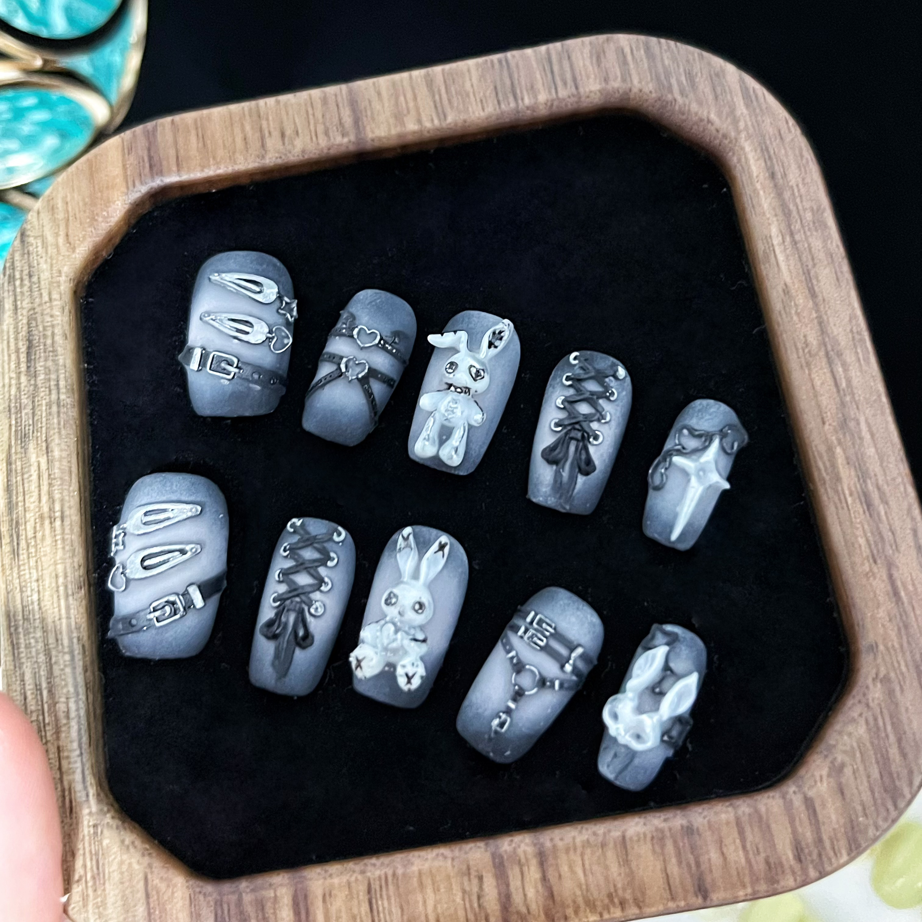 【兔姬】Miao.C指尖艺术 暗黑朋克风纯手工兔子高品质穿戴甲