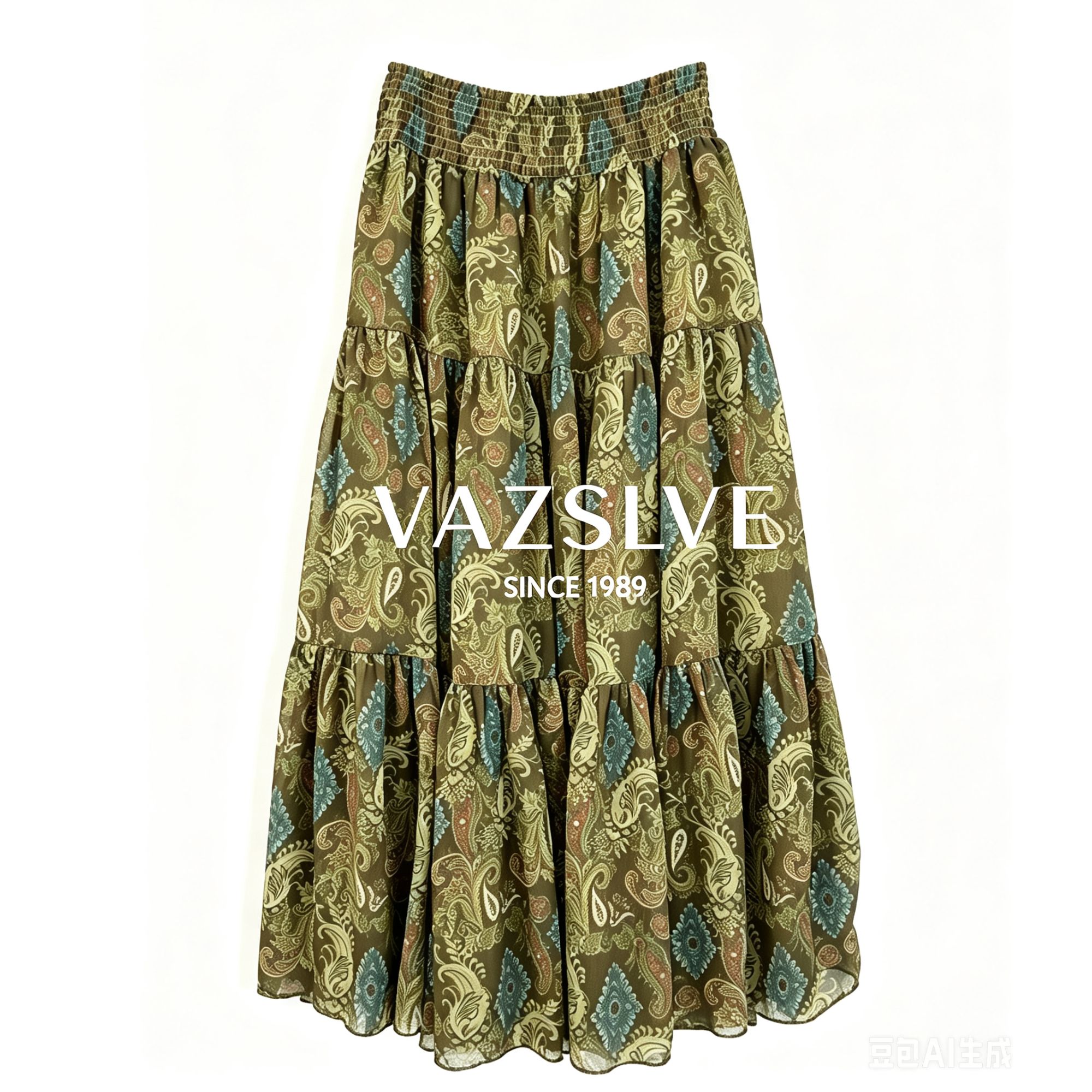 【VAZSLVE/全新奢品】捡漏"绿野仙踪"莱赛尔复古碎花大摆裙DM28049