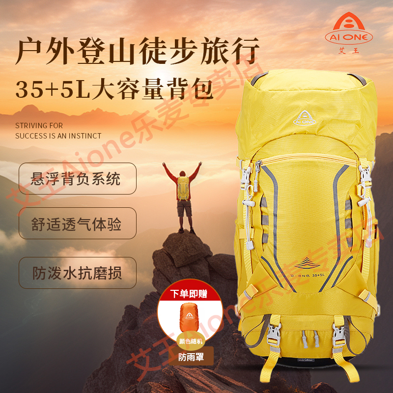 艾王登山包40升男女大容量牛津布背包户外徙步防水旅行双肩包