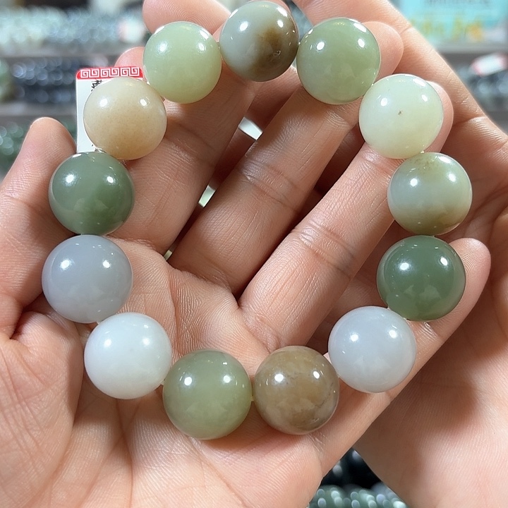 和田玉手链未镶嵌多宝卡18