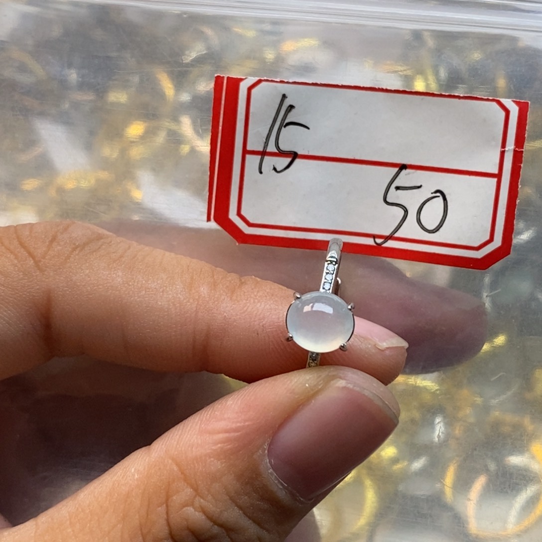 翡翠戒指银S925镶嵌翡翠首饰