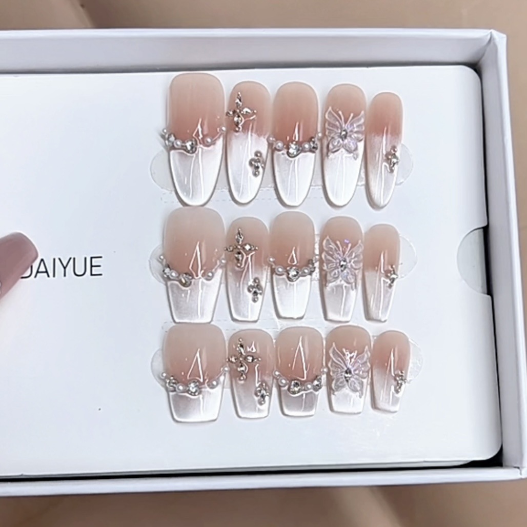 3000 NAIL “清冷蝶舞”设计师高定原创纯手工高级感猫眼显白穿戴甲