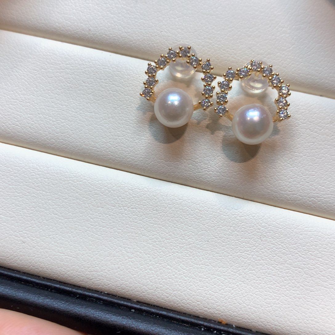 银S925镶嵌海水珍珠耳饰