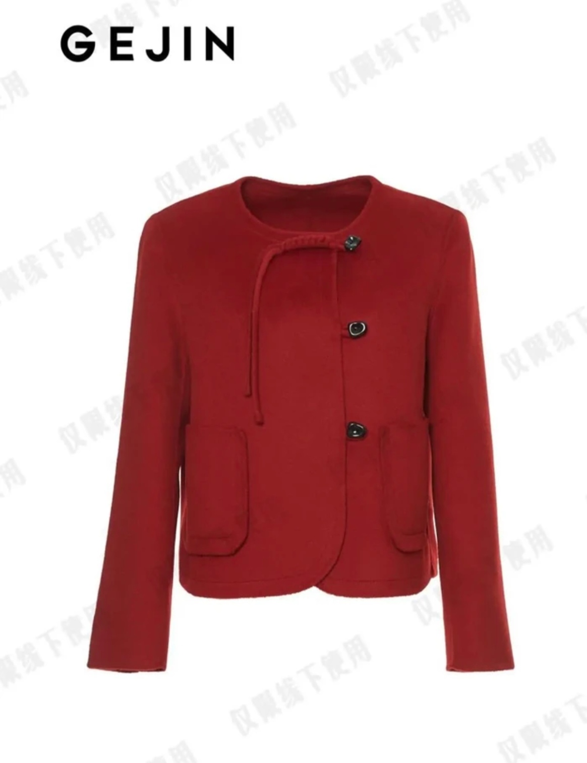 GEJIN/歌锦新款气质轻奢百搭双面尼复古盘扣短款外套9412483294