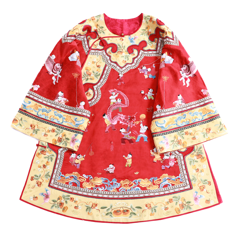 「百子迎春图」乐锦坊复古国风原创日常百搭设计感刺绣汉服女装上衣