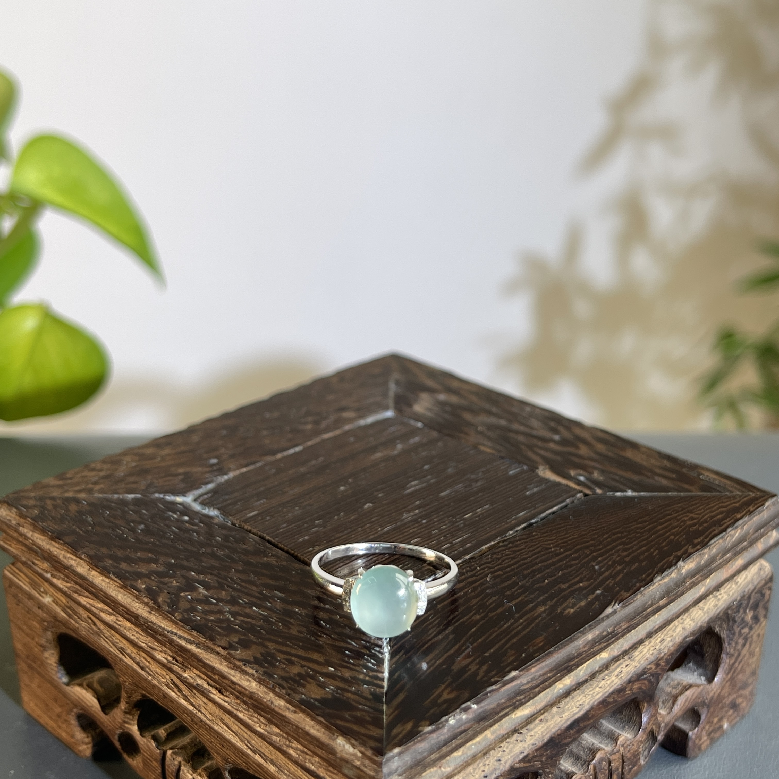 JTA18-88  天然缅甸A货翡翠  18K镶嵌戒指12#