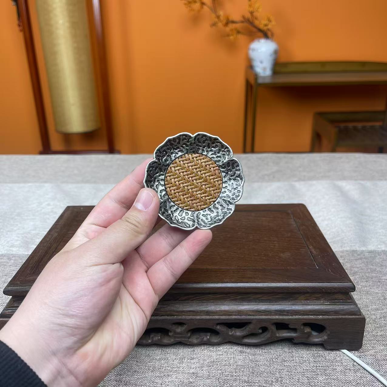 合金竹编杯垫-G1152