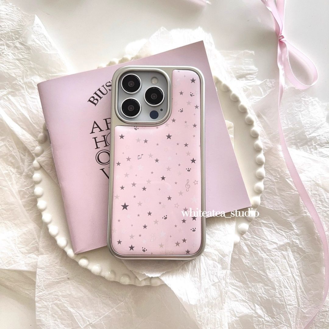 新款粉色音符星星滴胶手机壳适用苹果17pro/16小米15reno14nova13