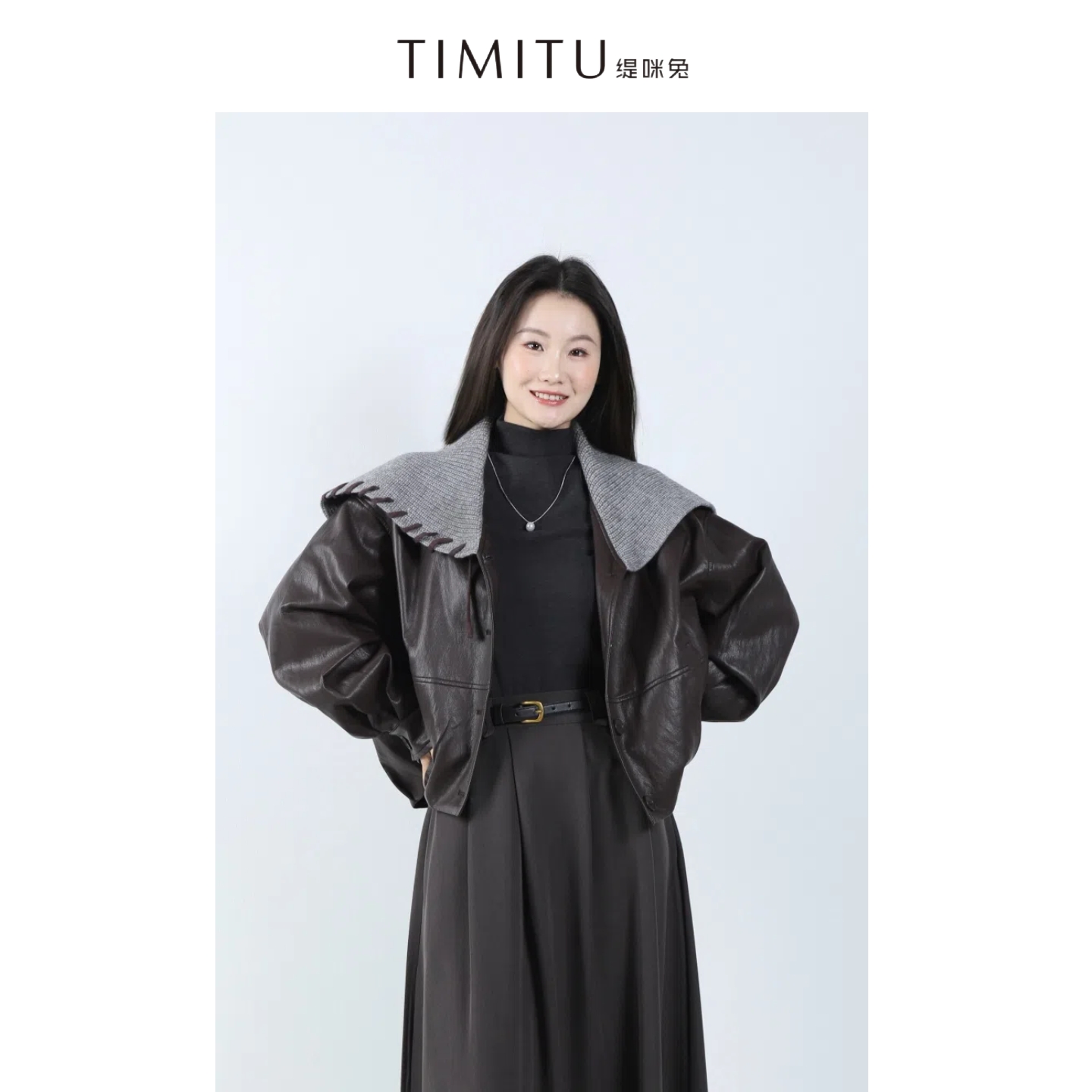 TIMITU缇咪兔韩系针织海军领美拉德色系宽松外套34424012