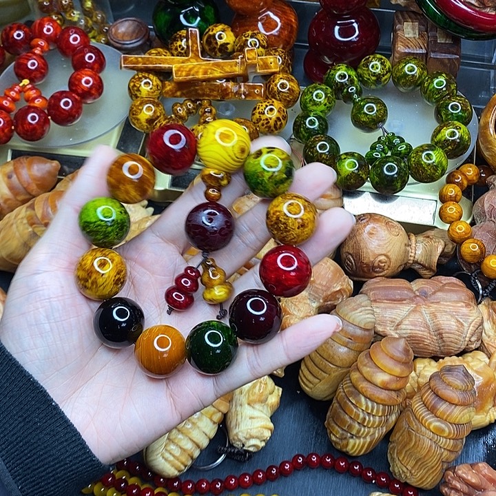 松木琥珀木文玩手串