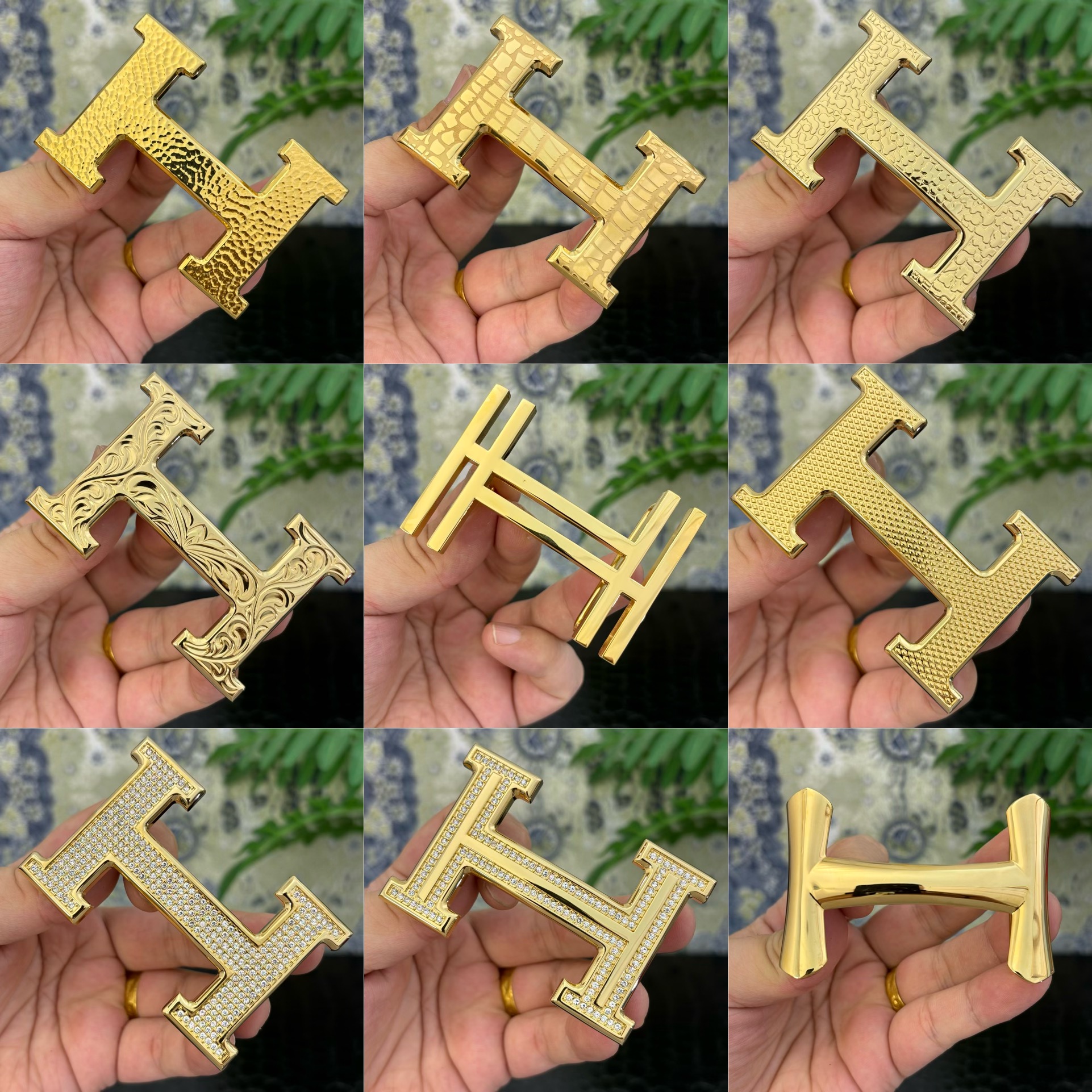 （单扣3.8打孔扣头）男士打孔适用于皮带时尚百搭高档金色镶钻带扣