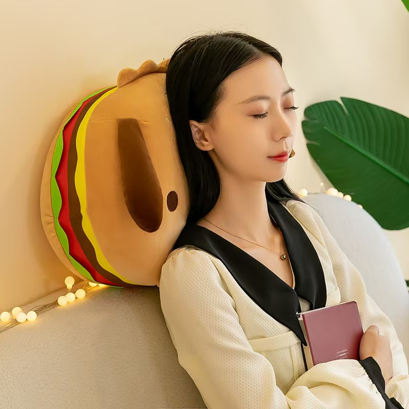 可爱毛绒玩具汉堡狗靠枕1个【45cm】（测量误差2~3cm）