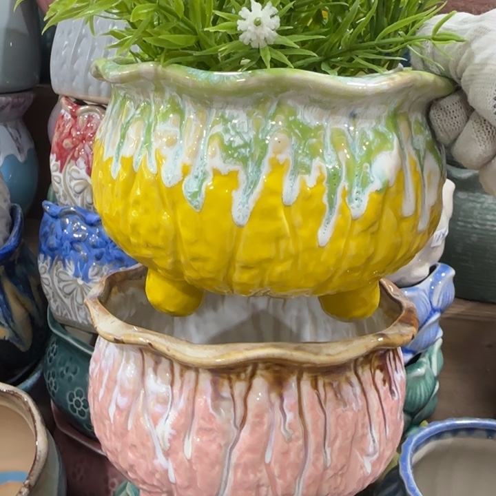 凑9快包邮，有孔，陶瓷花盆