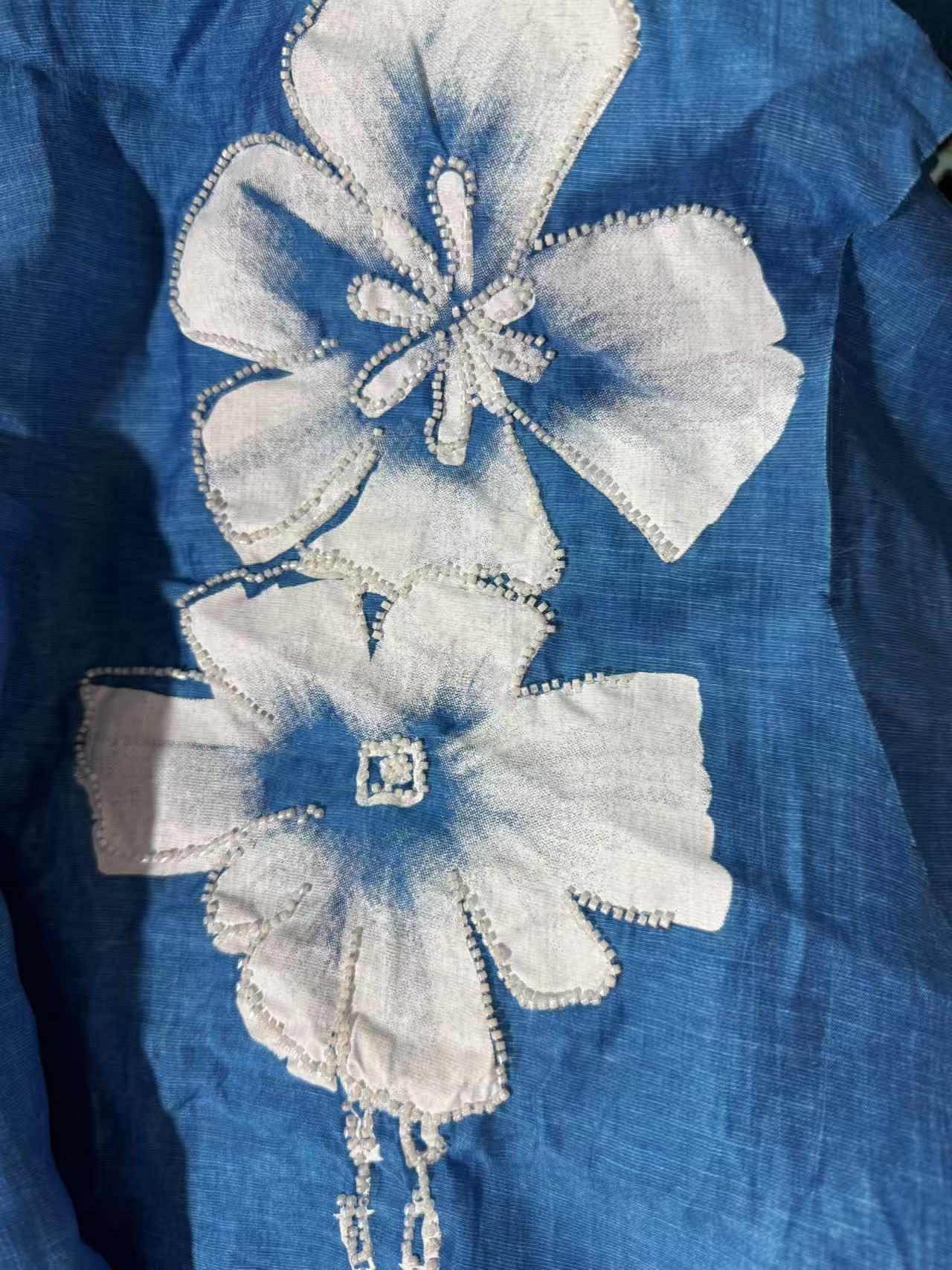 胡蓝色天丝麻裁片