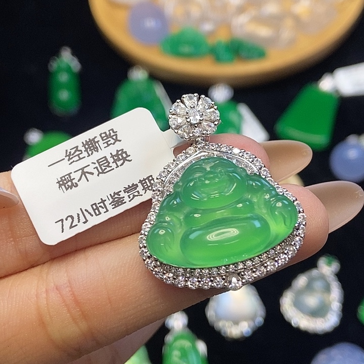 玛瑙/玉髓银S925镶嵌颈饰佛公吊坠