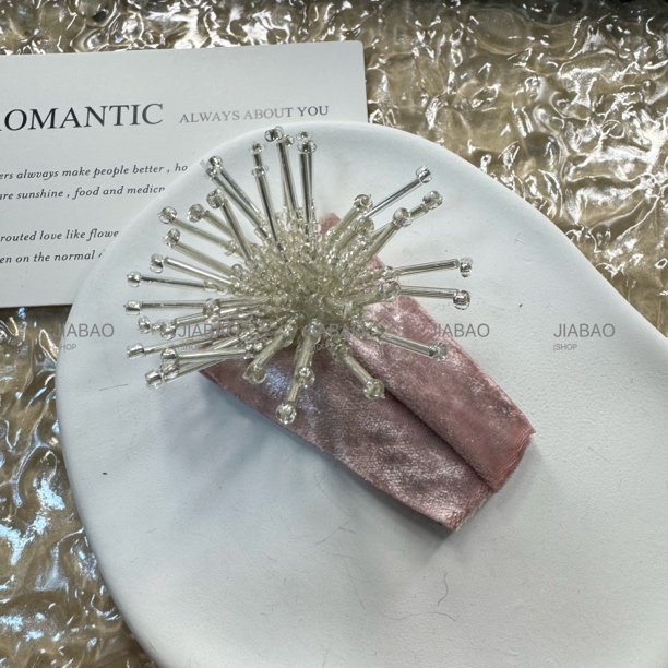 韩国东大门秋冬高级感串珠丝绒侧边BB夹女百搭头饰