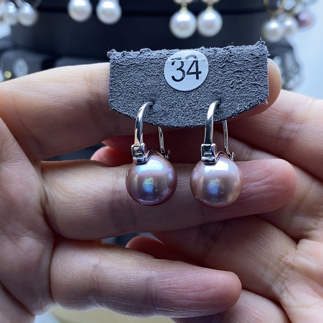 淡水珍珠耳饰银S925镶嵌