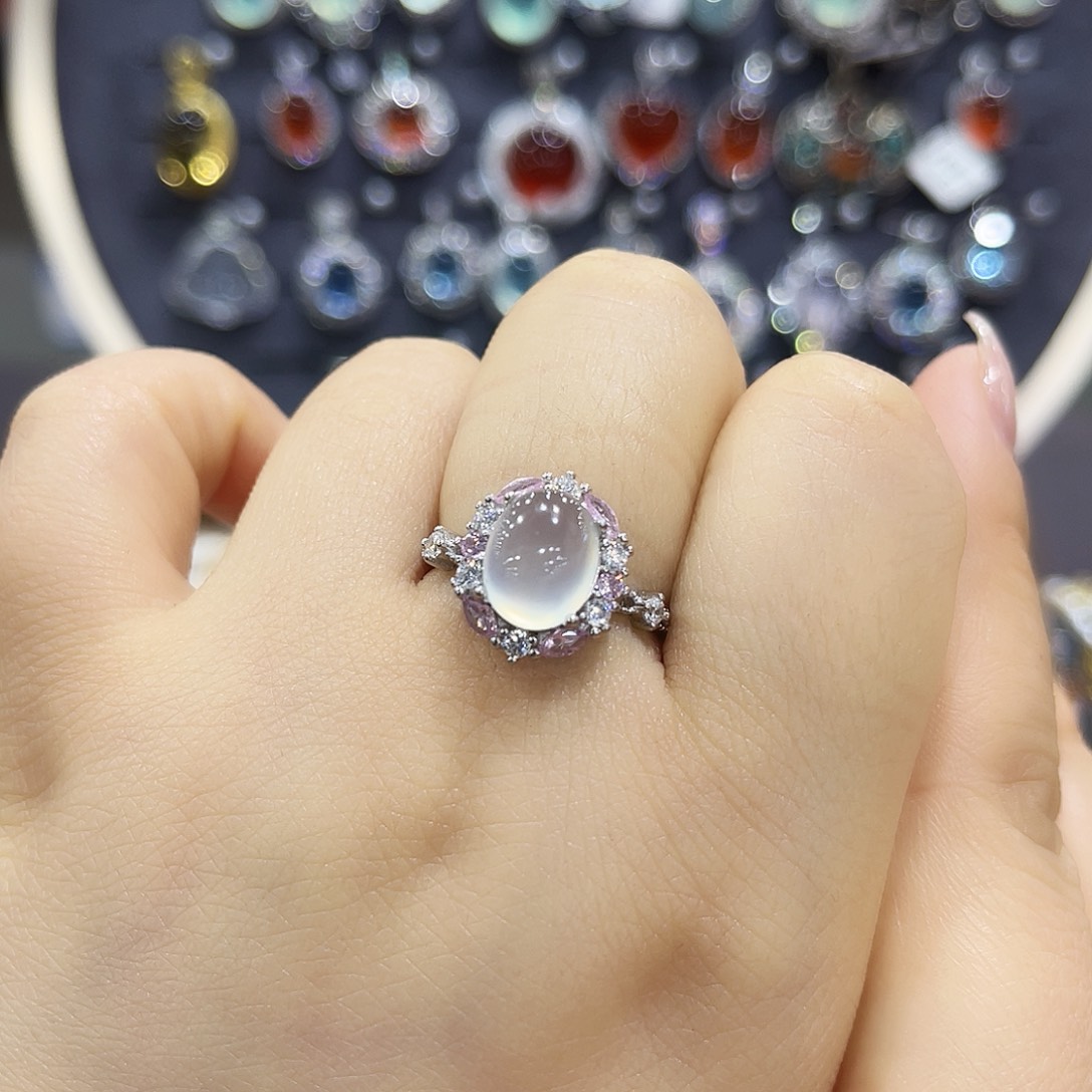 蛇纹石玉银S925镶嵌戒指