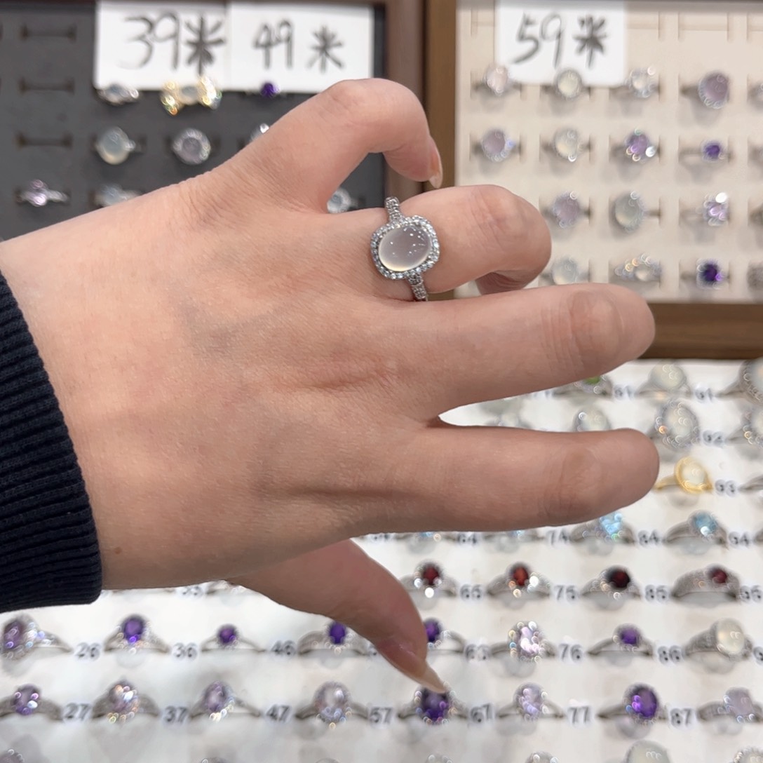 银S925镶嵌岫玉戒指菲