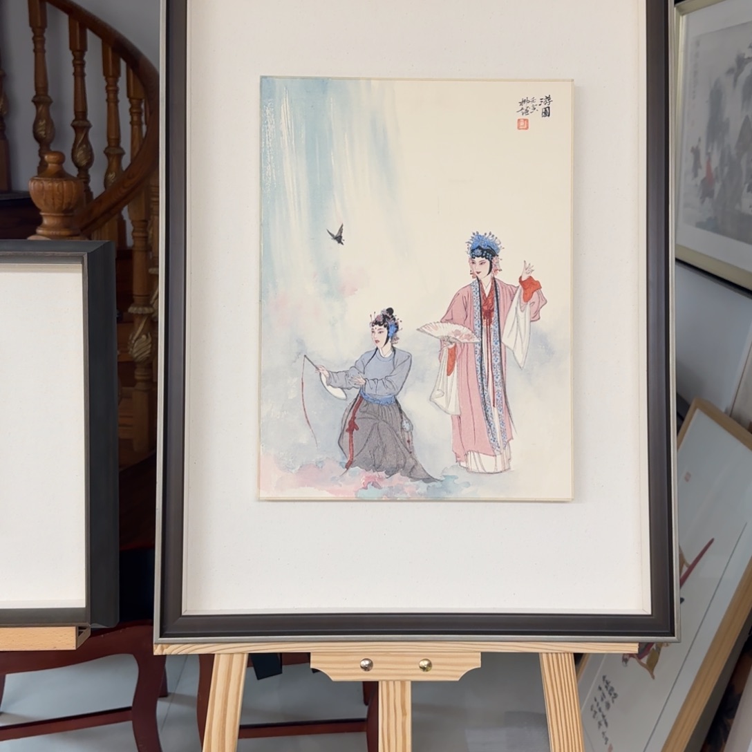 国画用****1柳谦 带框西厢记 一幅