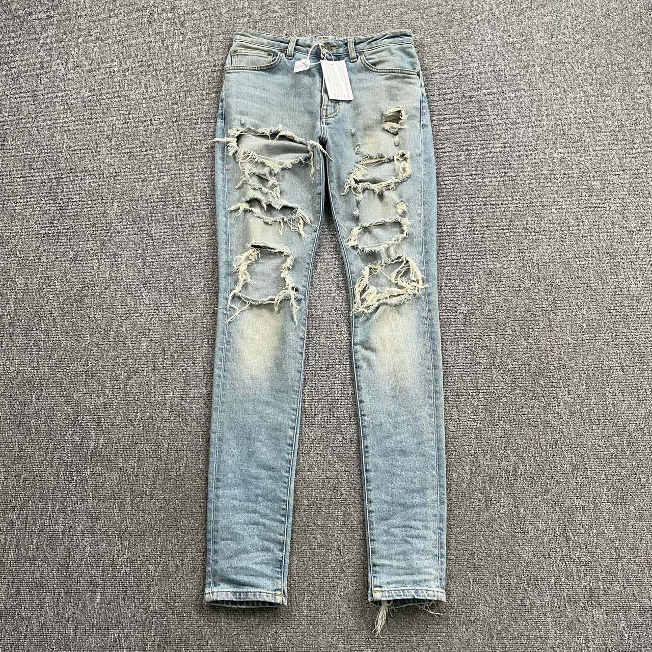 95新 YSL/圣罗兰 （bb）D05 破洞糜烂牛仔裤 尺寸如图/002503