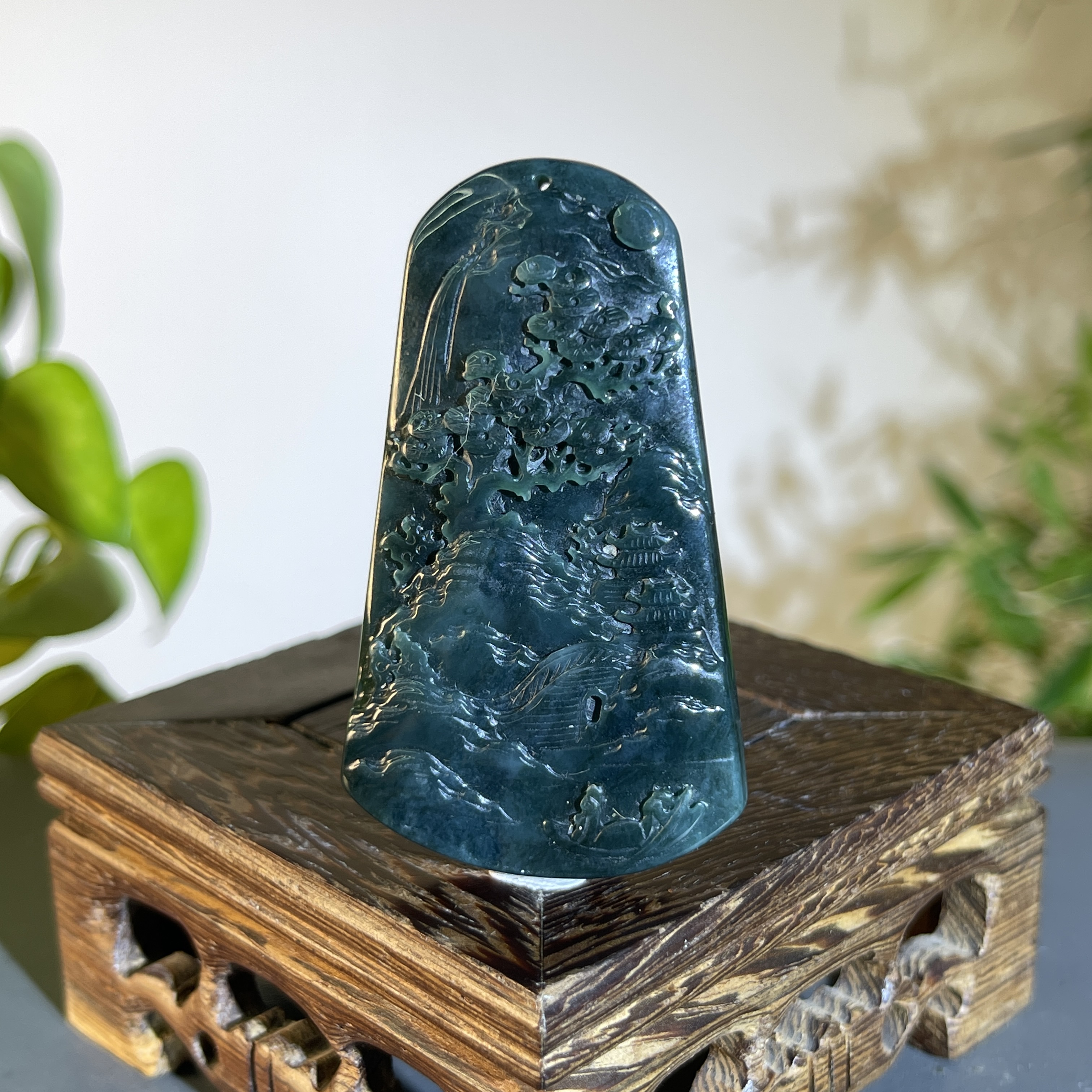 JTB05-99   黑色天然翡翠A货  山水牌