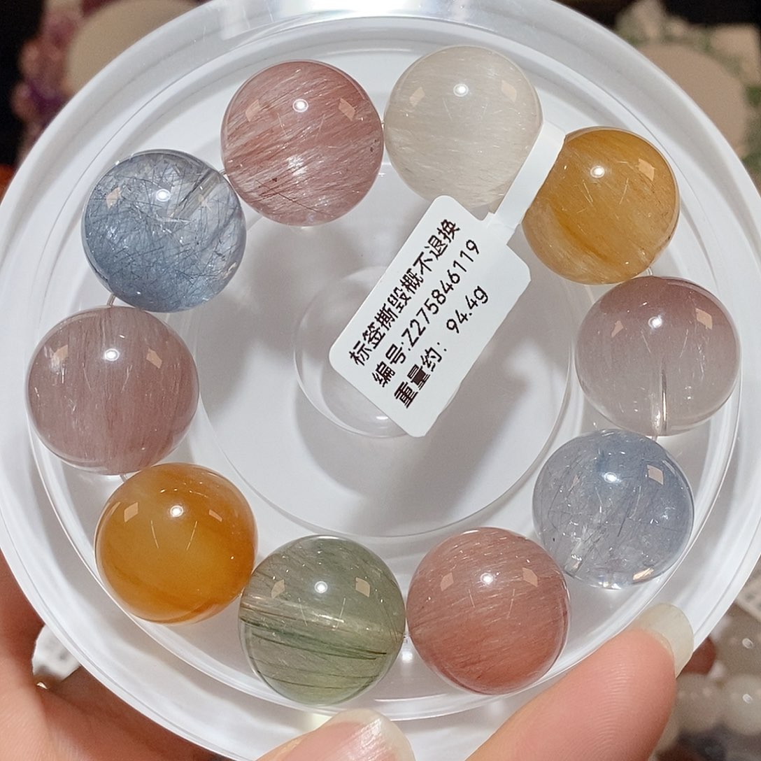 水晶手链未镶嵌多宝兔毛18.5