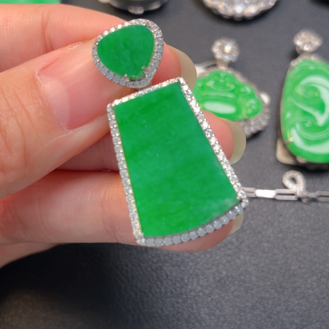翡翠银S925镶嵌吊坠(不含链)