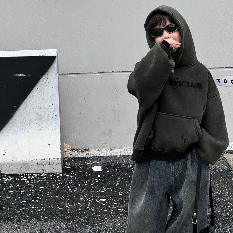 男童加绒牛仔裤秋冬季韩版一体绒裤子直筒中小童加厚保暖长裤