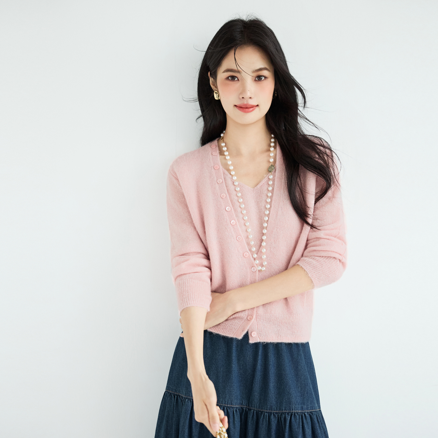 伊芙丽假两件亮色套头针织衫宽松百搭女2025秋季新款1G8931671