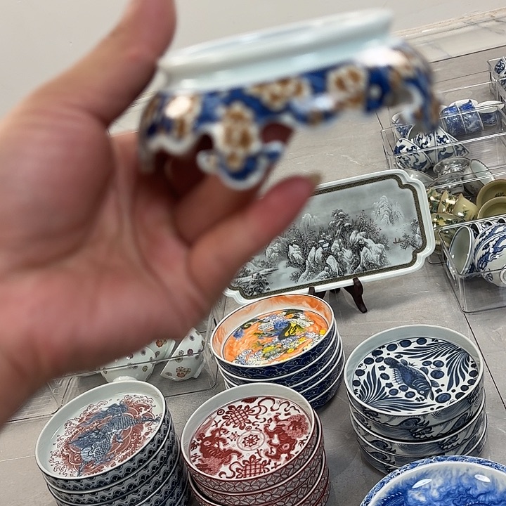 瓷片釉里金冰梅板凳盖直景德镇