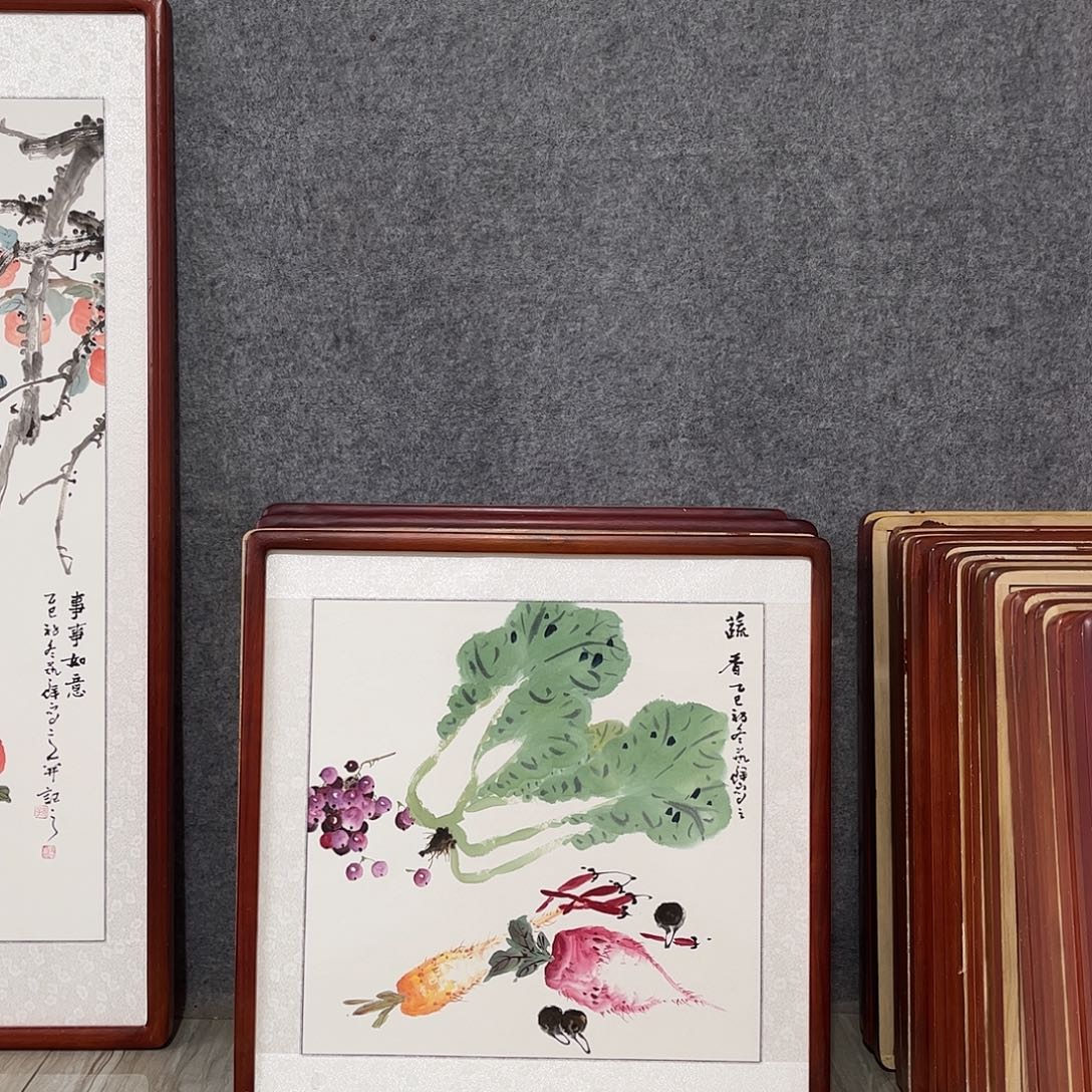 国画书画作品带框63×63