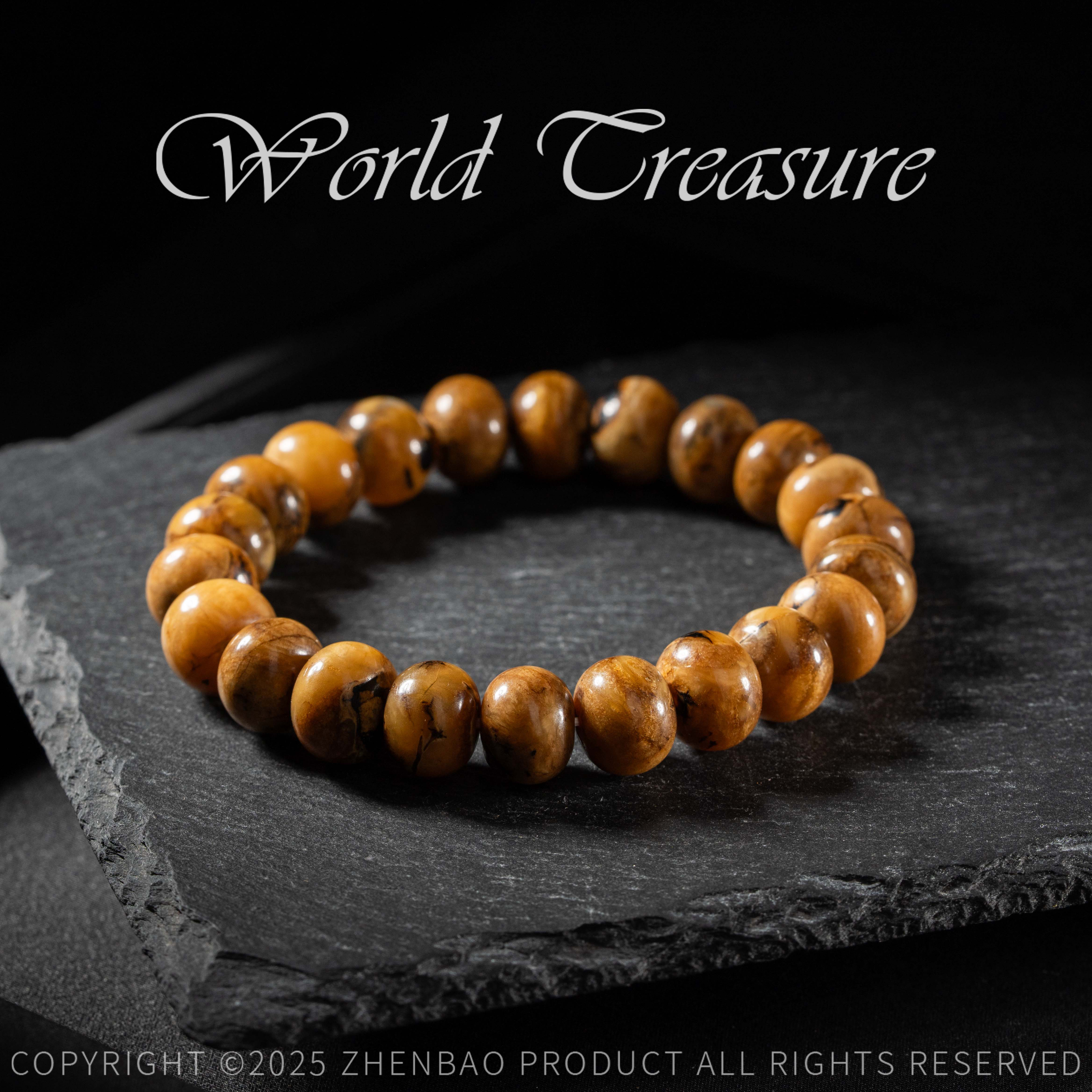 世间臻宝-抚顺琥珀典藏级老蜡手串/P11754/多样性发一件/10mm
