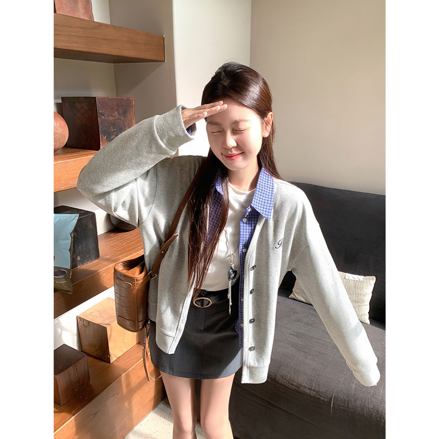 <曾小咸推荐>韩系刺绣设计针织外套卫衣Z253WYP9211