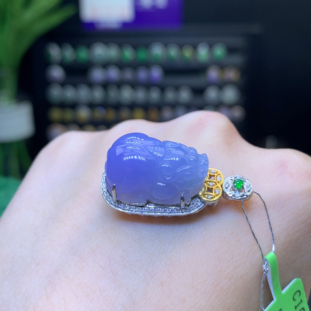 翡翠颈饰18K金镶嵌天然 