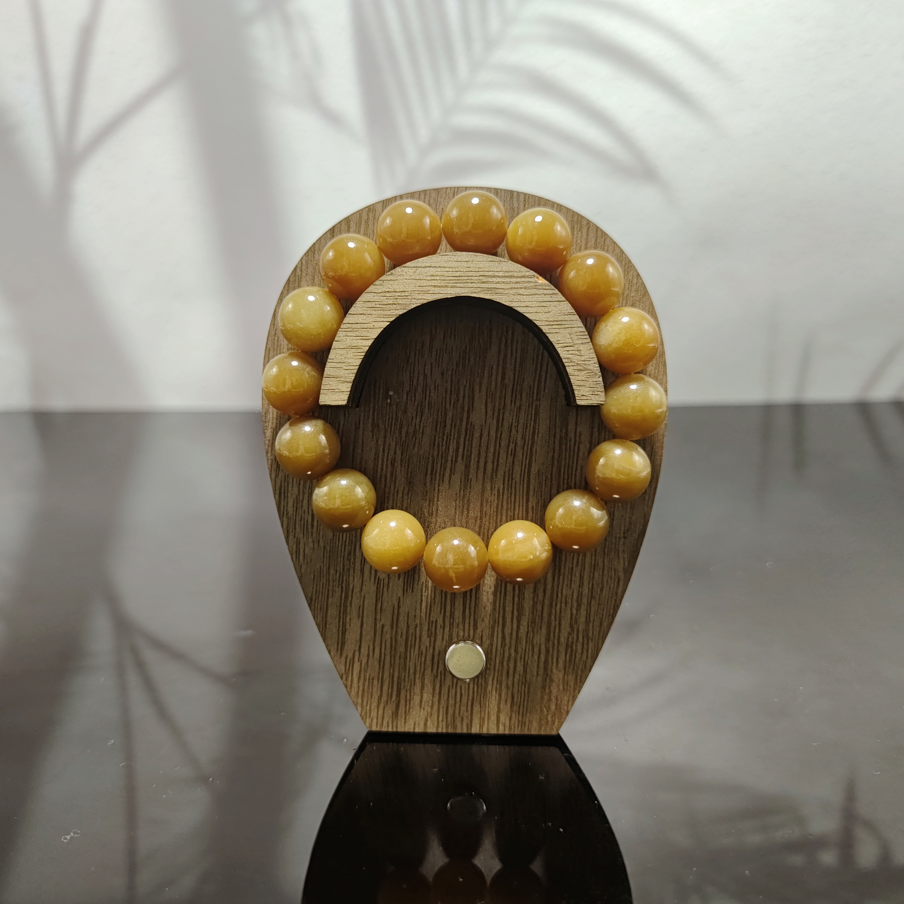 N和田玉且末糖圆珠手串（卡12）3898